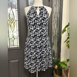 Xhiliration Y2K Black & Gray Geometric Halter Mesh Mini Dress | Size XL